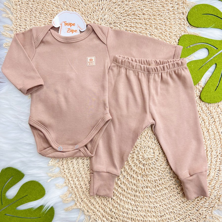 Conj. Body e Calça 100% Algodão Egípcio com Proteção UV50+ - Areia